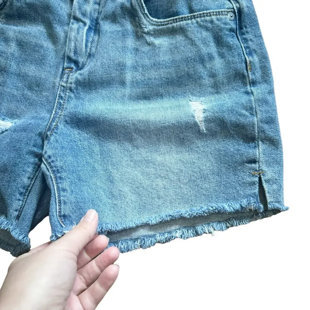 BLANK NYC Bahama Mama Short Denim Jean Shorts Distressed Raw Hem Festival 25